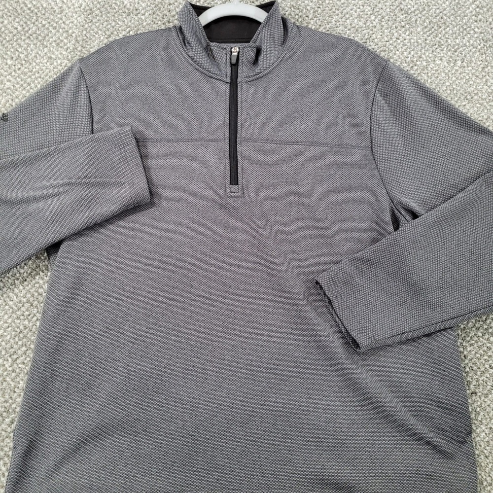 Callaway Mens Gray Textured 1/4 Zip Pullover Stretch Golf Sweater Jacket Size M